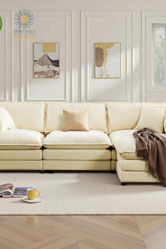 Modular 3-Seat Deep Seat Sectional Sofa with Ottoman