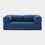 Primyhome convertible navy blue corduroy sleeper sofa bed, minimalist modern design for living room or studio