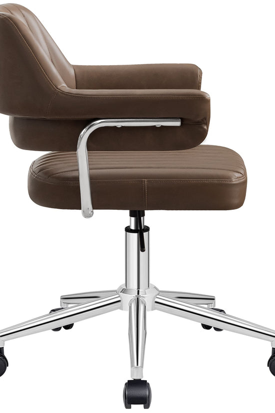 Adjustable PU Leather Swivel Vanity Chair with Arms