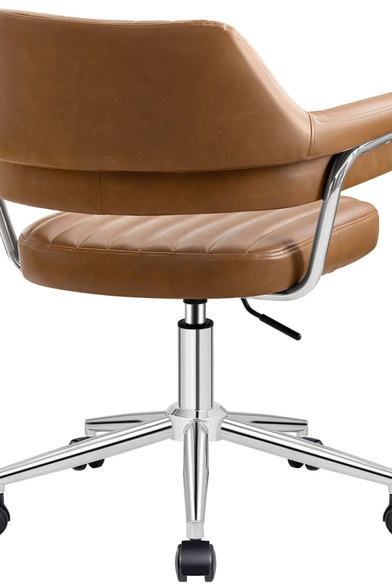 Adjustable PU Leather Swivel Vanity Chair with Arms