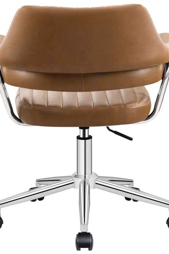 Adjustable PU Leather Swivel Vanity Chair with Arms