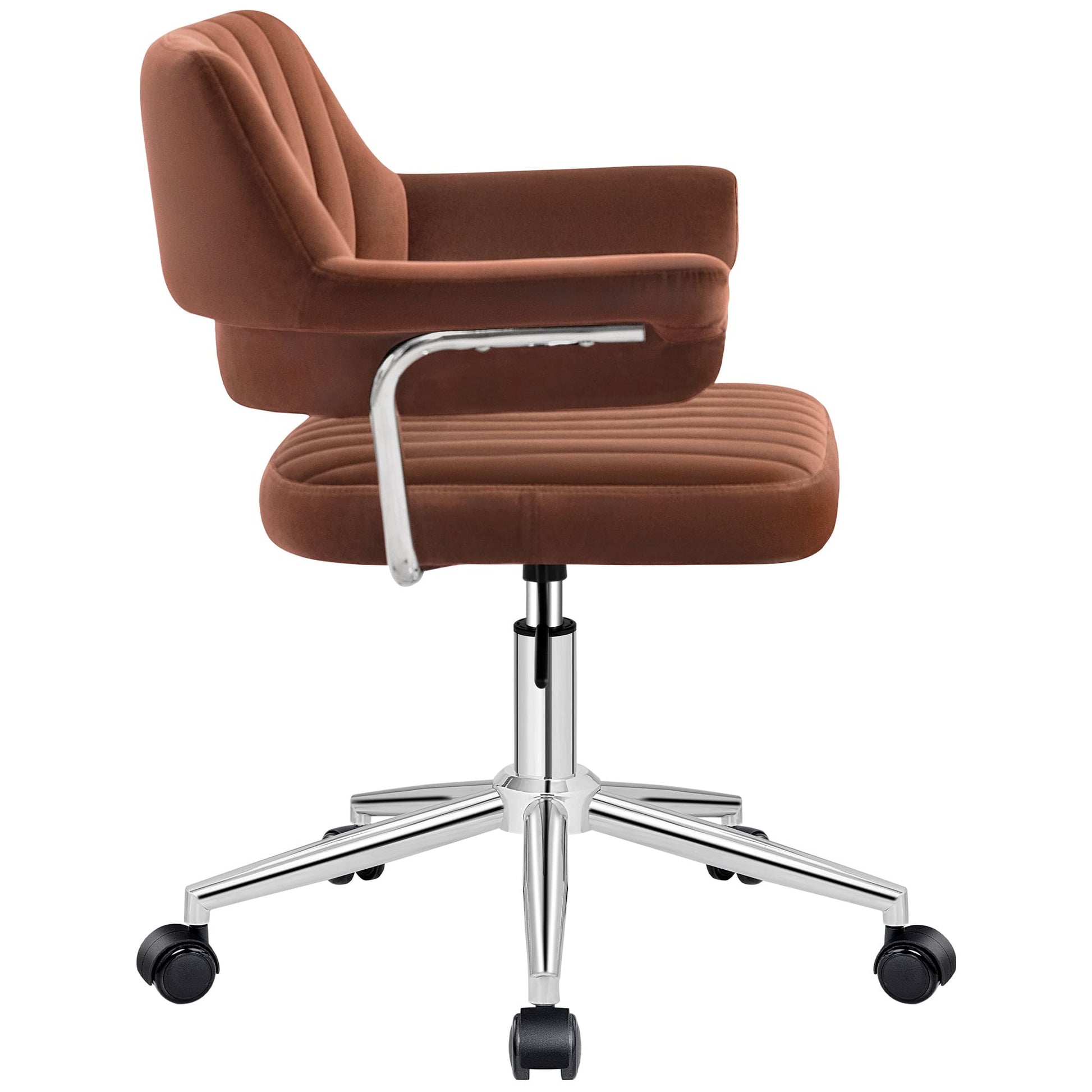 Adjustable PU Leather Swivel Vanity Chair with Arms