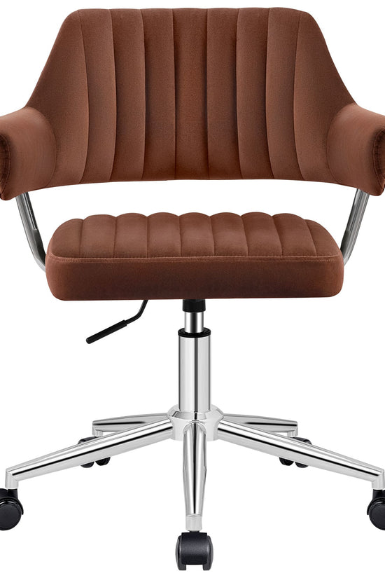 Adjustable PU Leather Swivel Vanity Chair with Arms