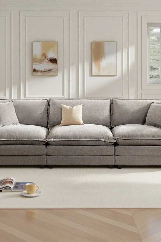 Modular 3-Seat Deep Seat Sectional Sofa with Ottoman