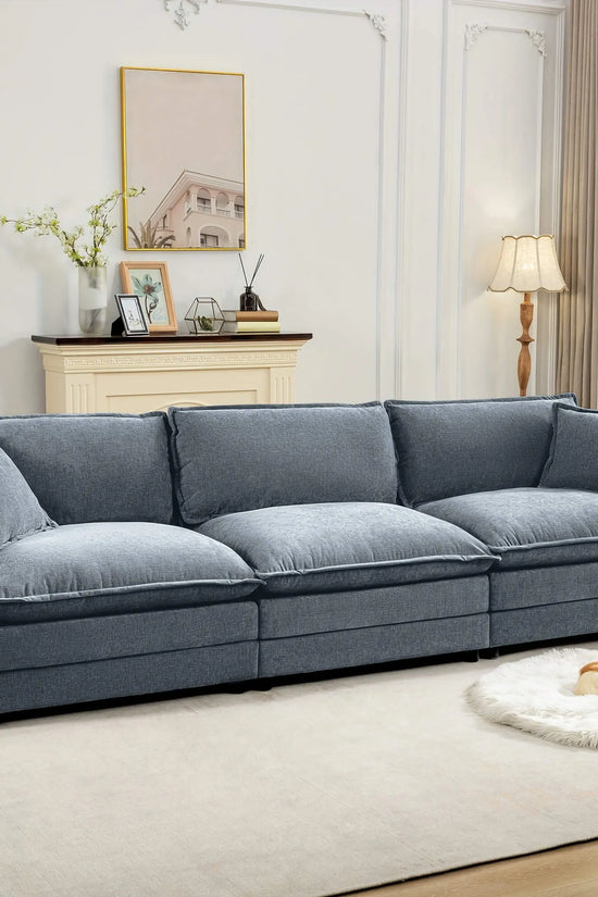 Modular 3-Seat Deep Seat Sectional Sofa with Ottoman
