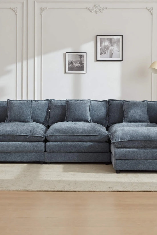 Modular 3-Seat Deep Seat Sectional Sofa with Ottoman