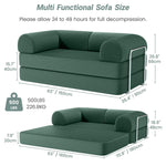 Dimensions of Primyhome medium green corduroy convertible sofa bed