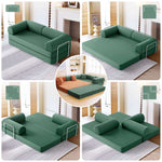 Primyhome Green corduroy convertible sofa, 4-in-1 modular design for living room or guest room, versatile floor bed system.