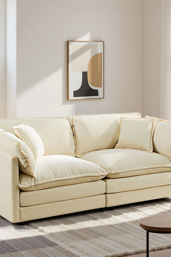 Modular 3-Seat Deep Seat Sectional Sofa with Ottoman