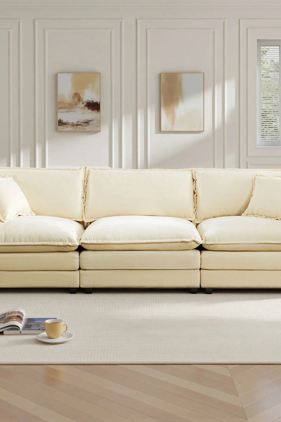 Modular 3-Seat Deep Seat Sectional Sofa with Ottoman
