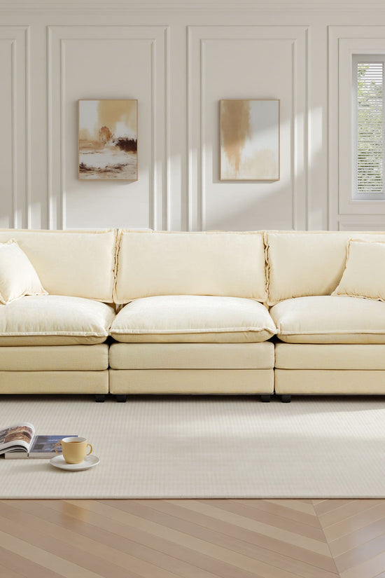 Modular 3-Seat Deep Seat Sectional Sofa with Ottoman